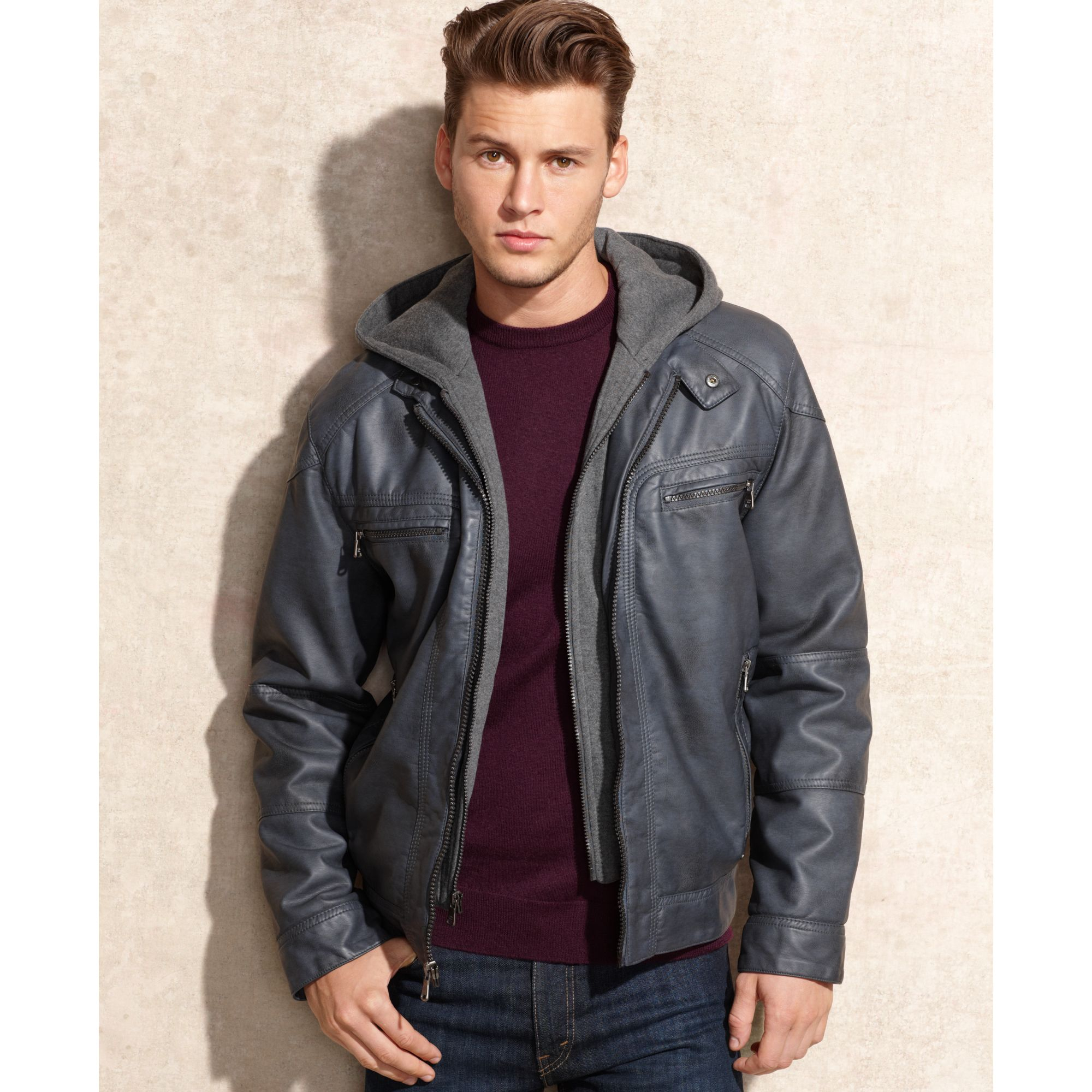 Faux Leather Hooded Jacket By Lrg Best 2017 Lrg Lifted Research Group Core Collection Perf Leather Jacket In Men S Faux