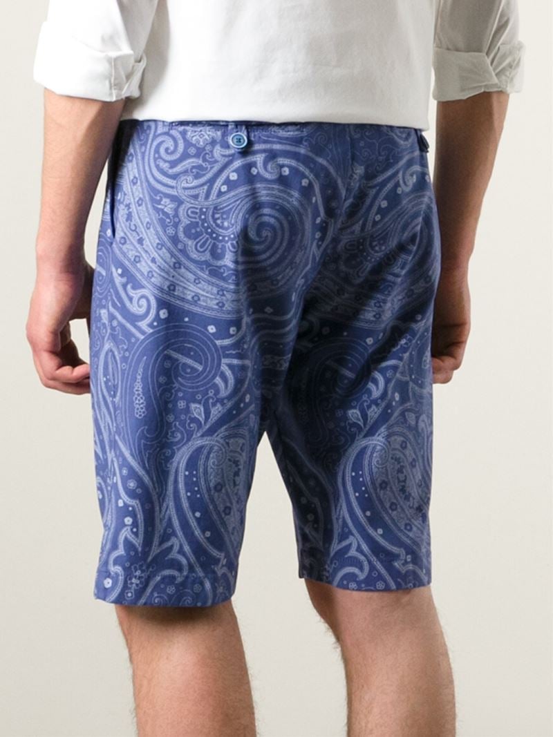 Lyst - Etro Paisley Print Shorts in Blue for Men