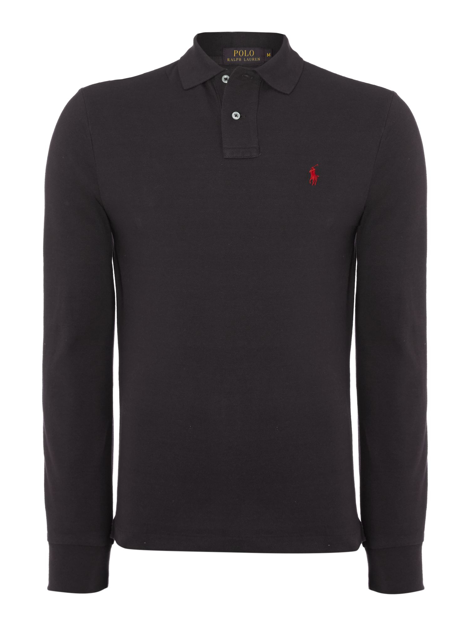 Polo ralph lauren Plain Polo Shirt Long Sleeve Slim Fit in Black for ...