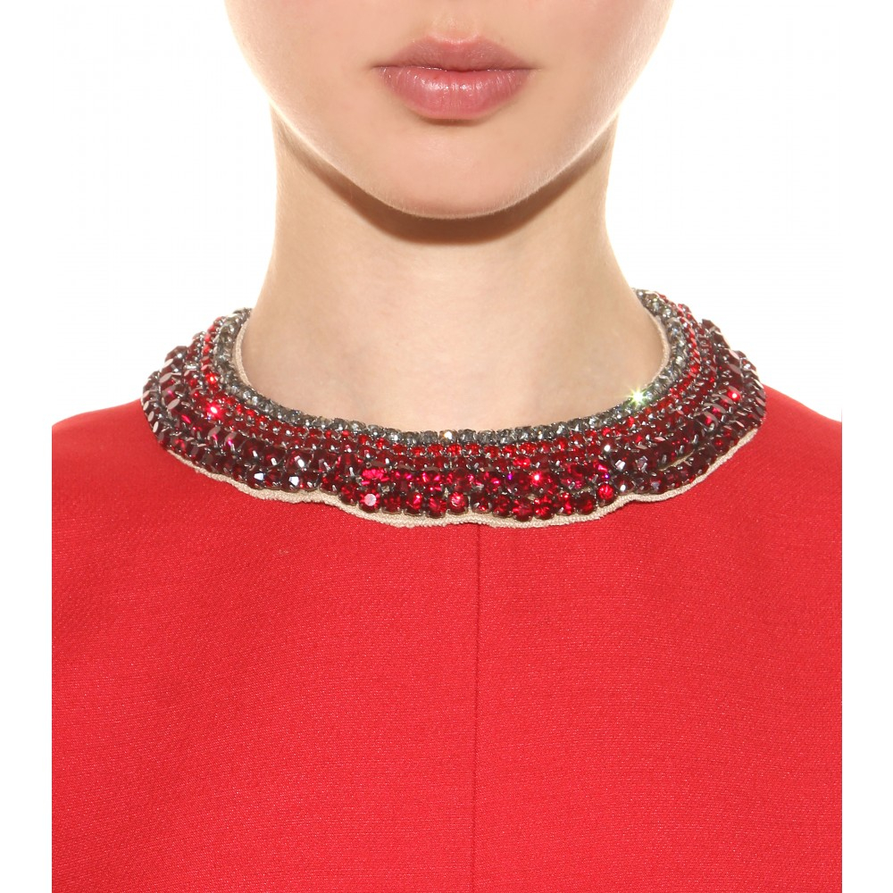 Lyst - Valentino Crystal-Embellished Satin Necklace in Red