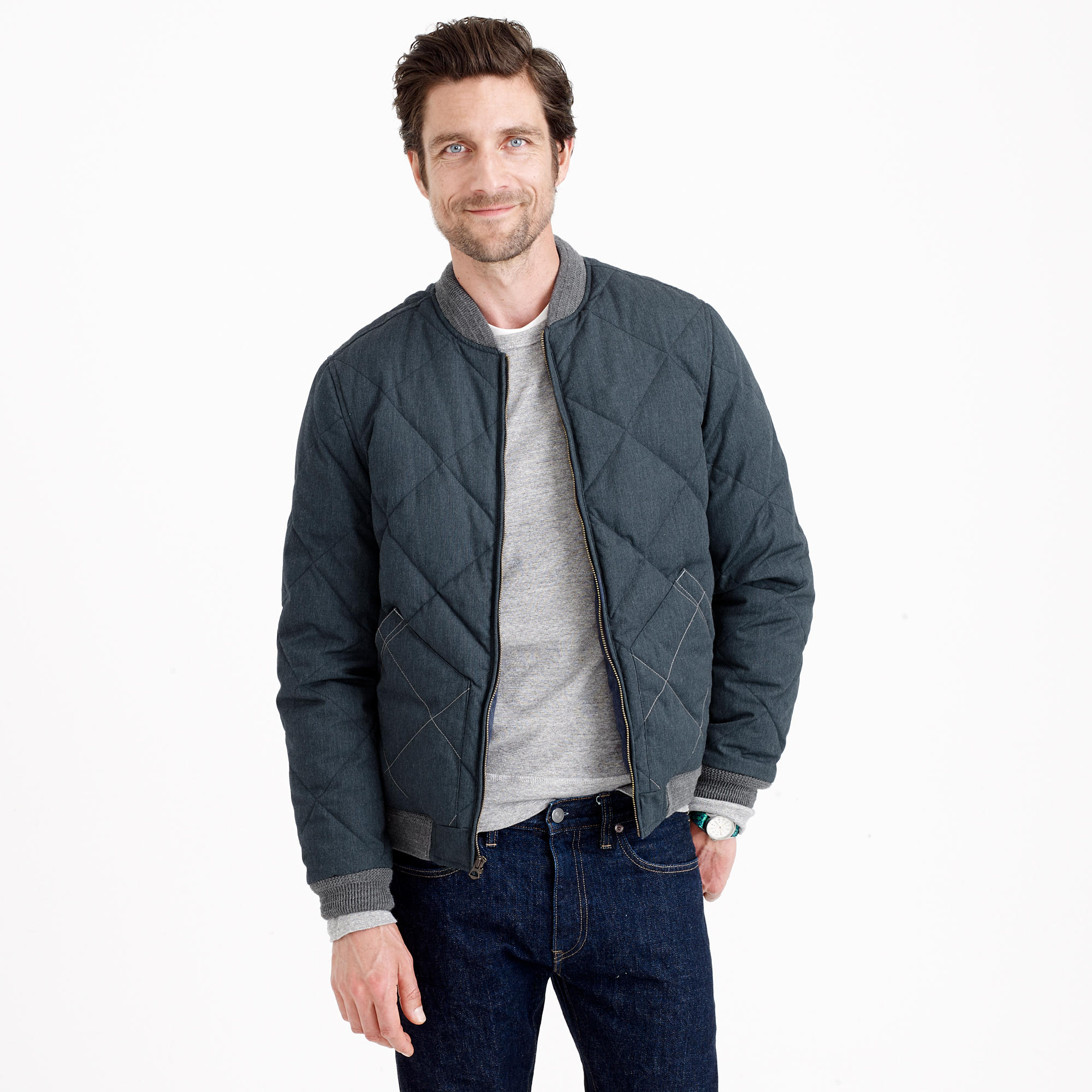 J.crew Wallace &amp Barnes Down Bomber Jacket in Blue for Men | Lyst