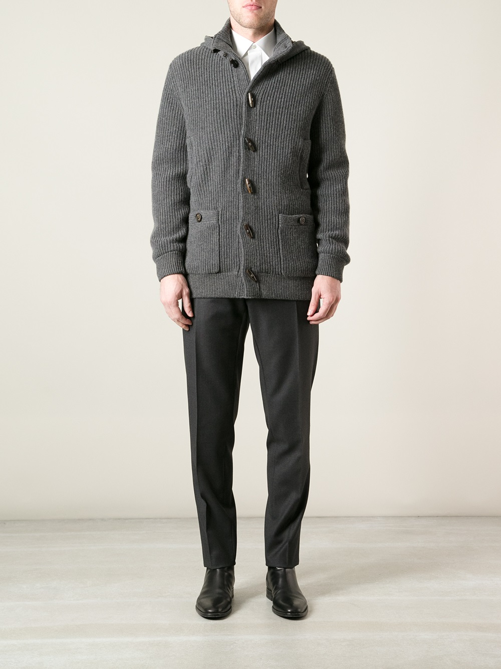 Lyst - Brunello Cucinelli Hooded Cardigan in Gray for Men