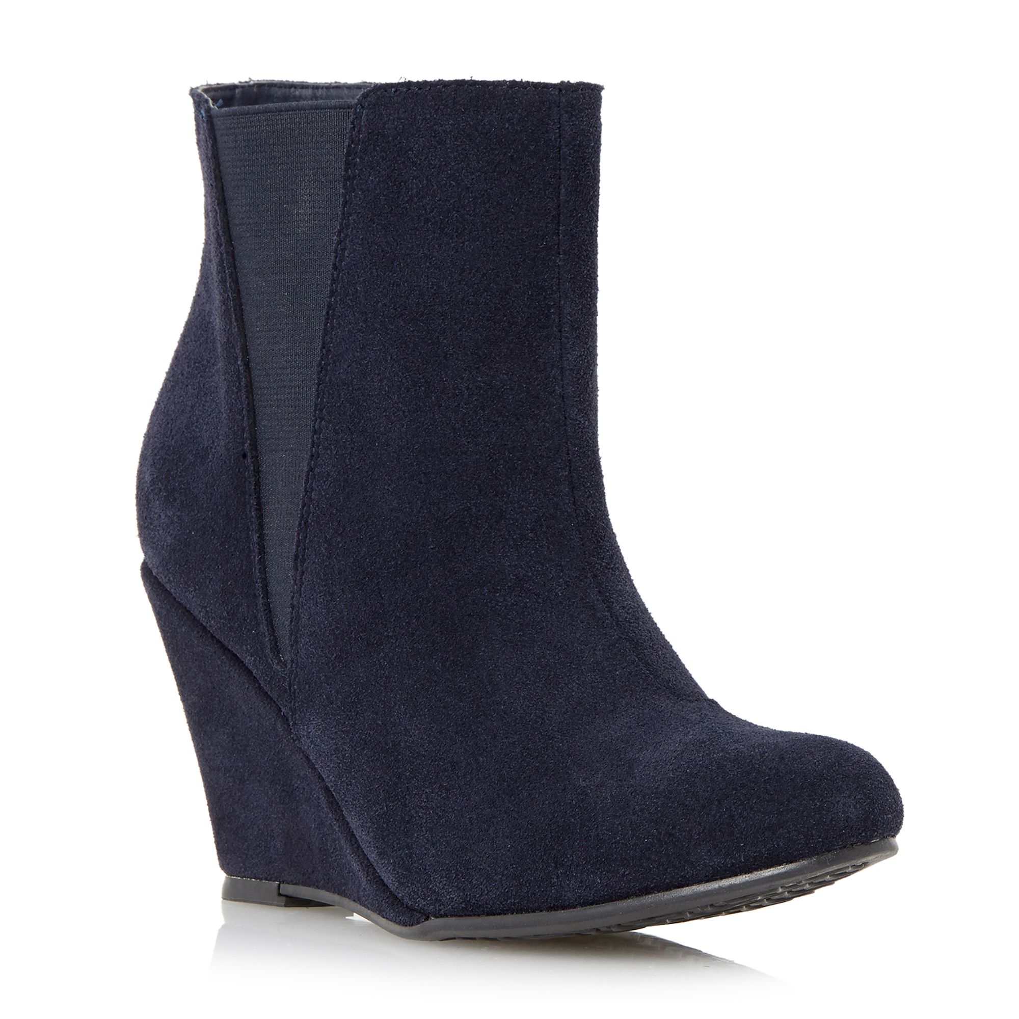 Linea Omari Suede Wedge Heel Ankle Boots in Blue (Navy) | Lyst