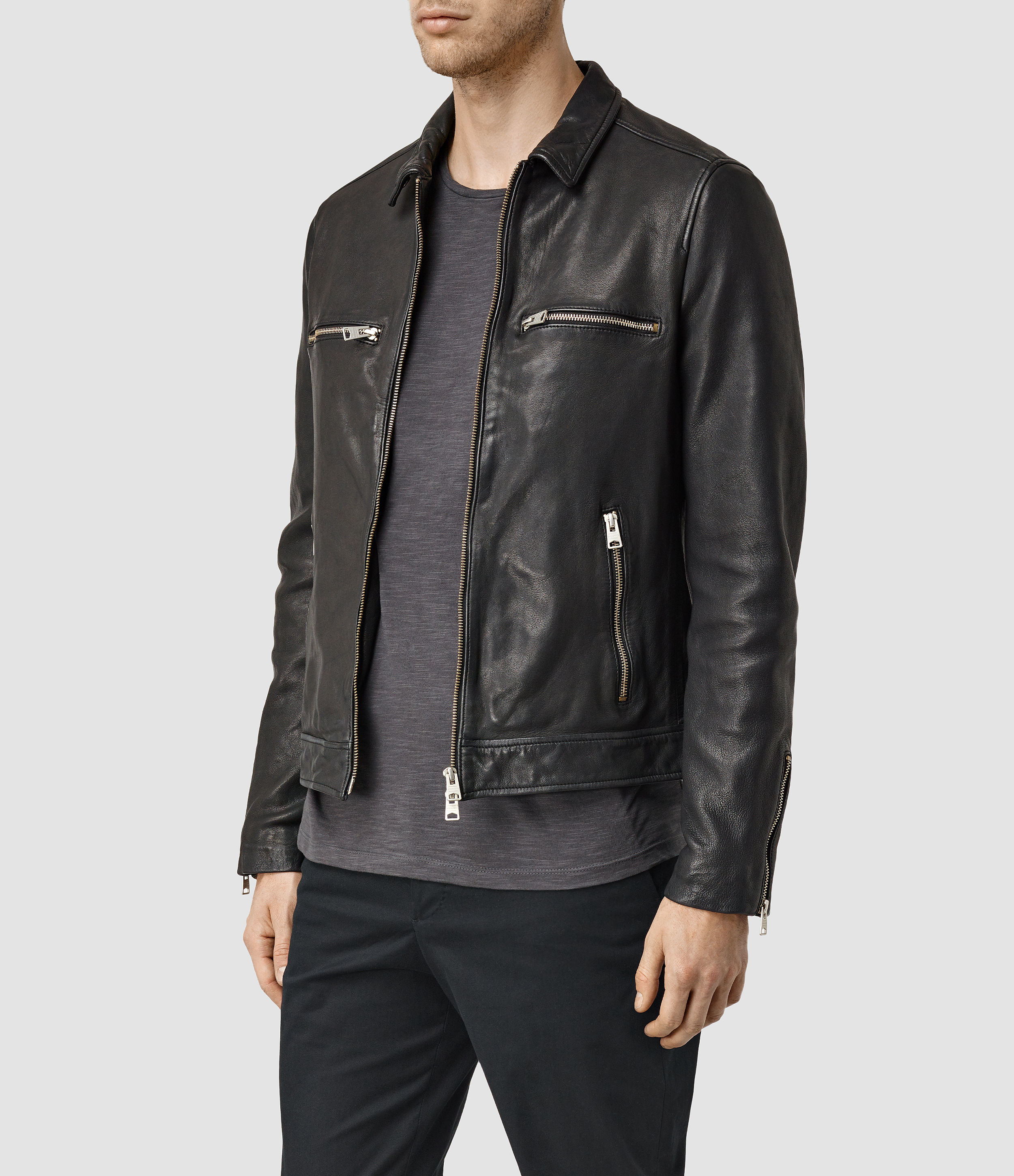 Lyst Allsaints Austell Leather Jacket Usa Usa In Black For Men   Allsaints Black Austell Leather Jacket Product 0 436581863 Normal 