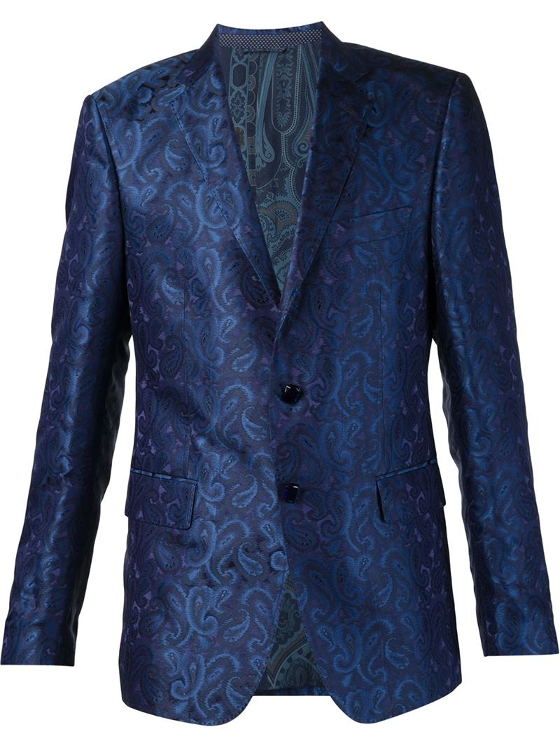 Lyst - Etro Paisley Pattern Blazer in Blue for Men