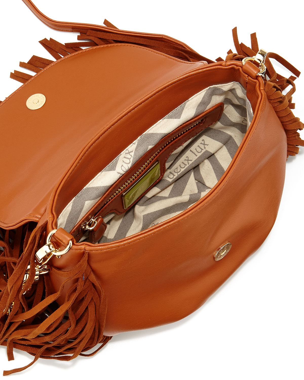 Lyst Deux Lux Fringetrim Fauxleather Crossbody Bag in Brown