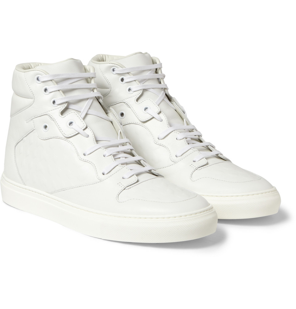 Balenciaga Embossed Leather High Top Sneakers in White for Men | Lyst