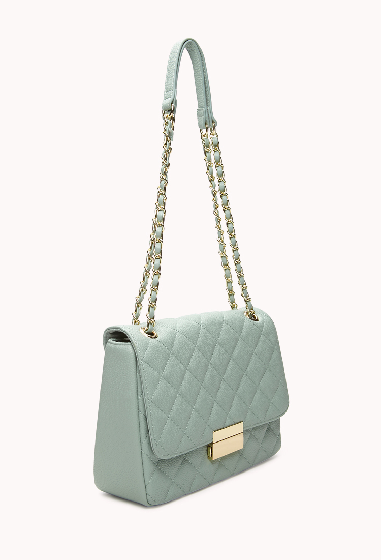 Forever 21 Signature Quilted Shoulder Bag in Mint (Green) - Lyst