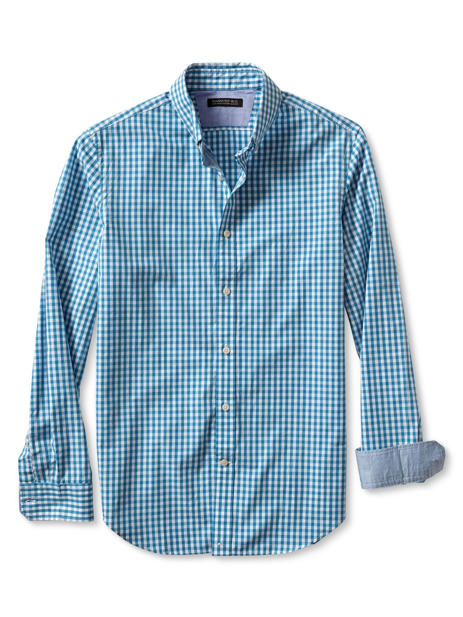 Banana Republic Tailored Slim Fit Soft Wash Gingham Button Down Shirt ...