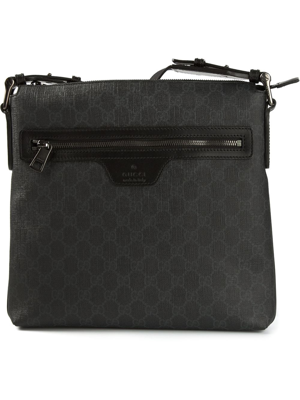 Gucci Monogram Messenger Bag in Black for Men | Lyst