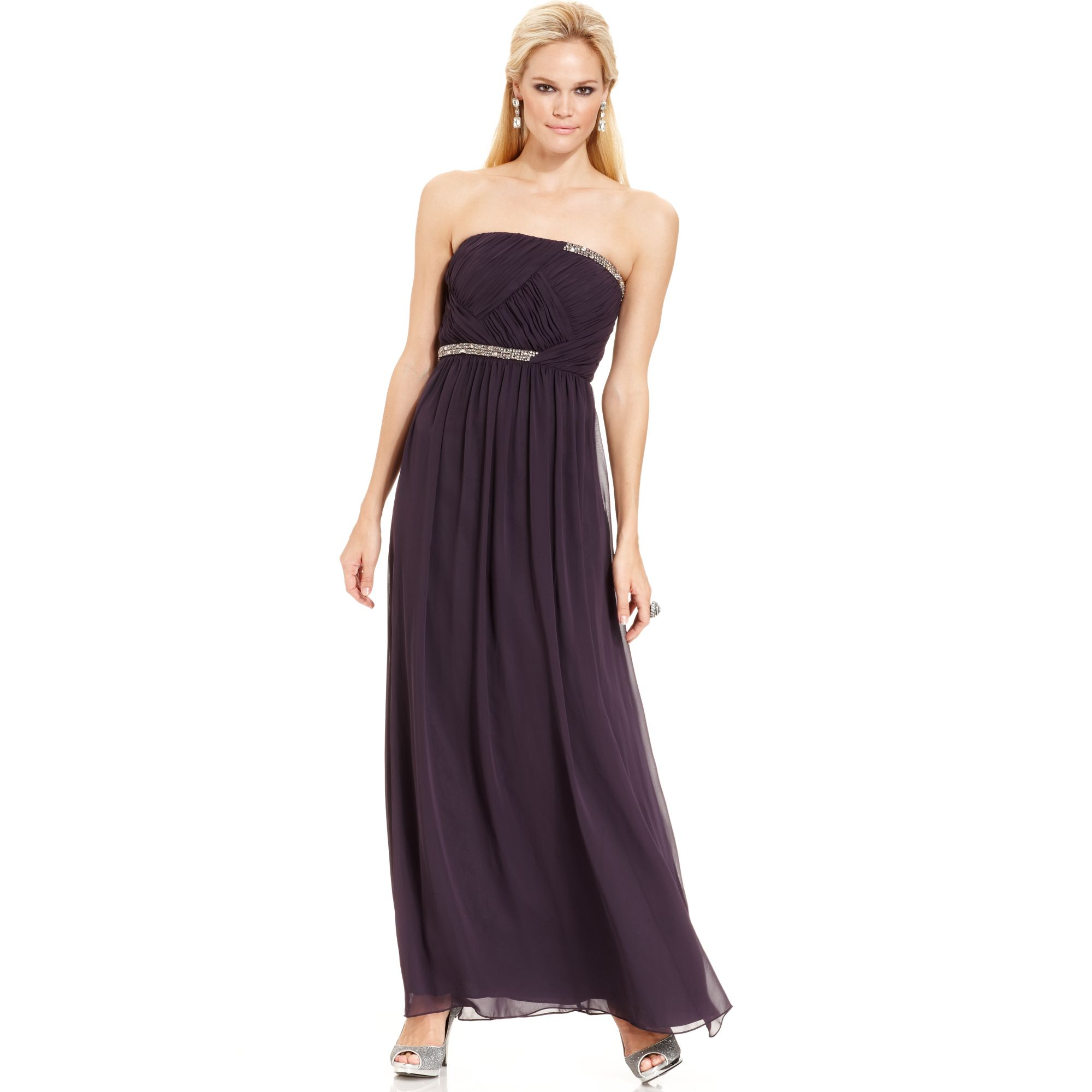 Lyst Ivanka Trump Strapless Bead Trim Gown in Purple
