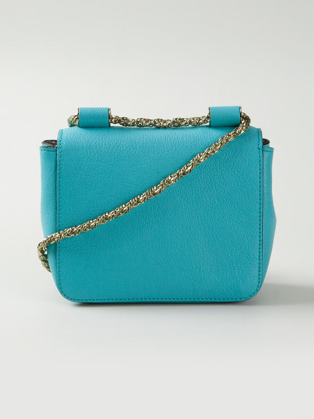 Chlo Elsie Leather Cross-Body Bag in Blue | Lyst  