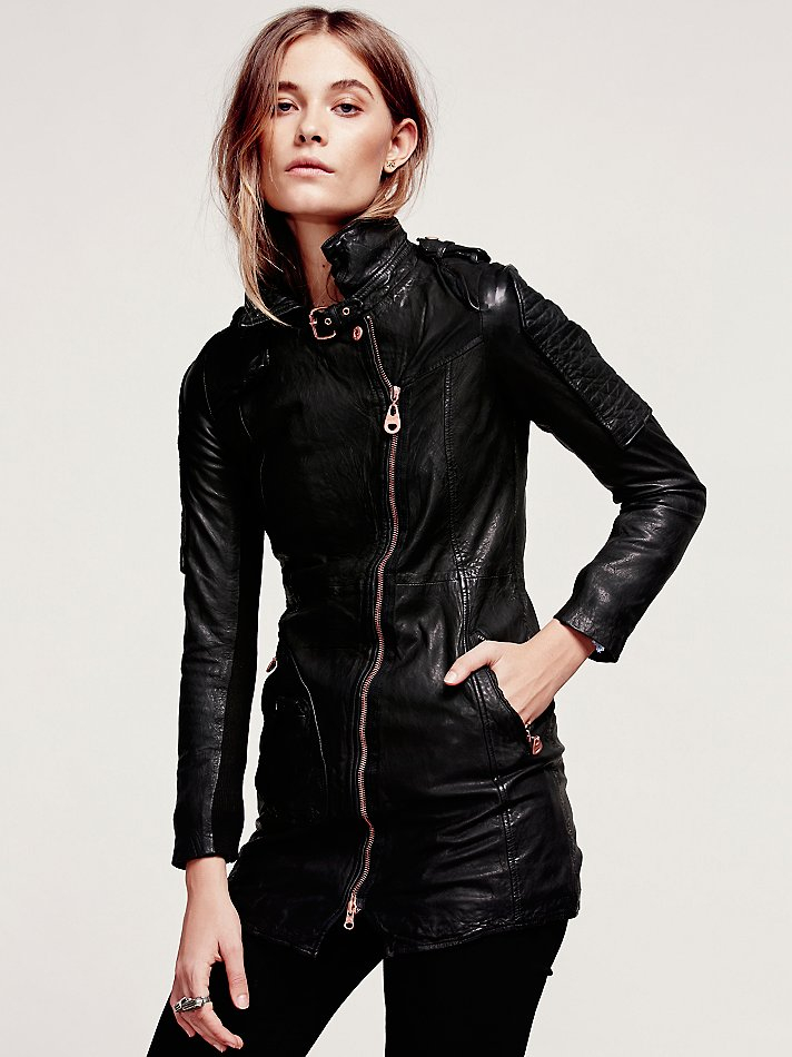 Free People Long Moto Jacket In Black Lyst Gallery
