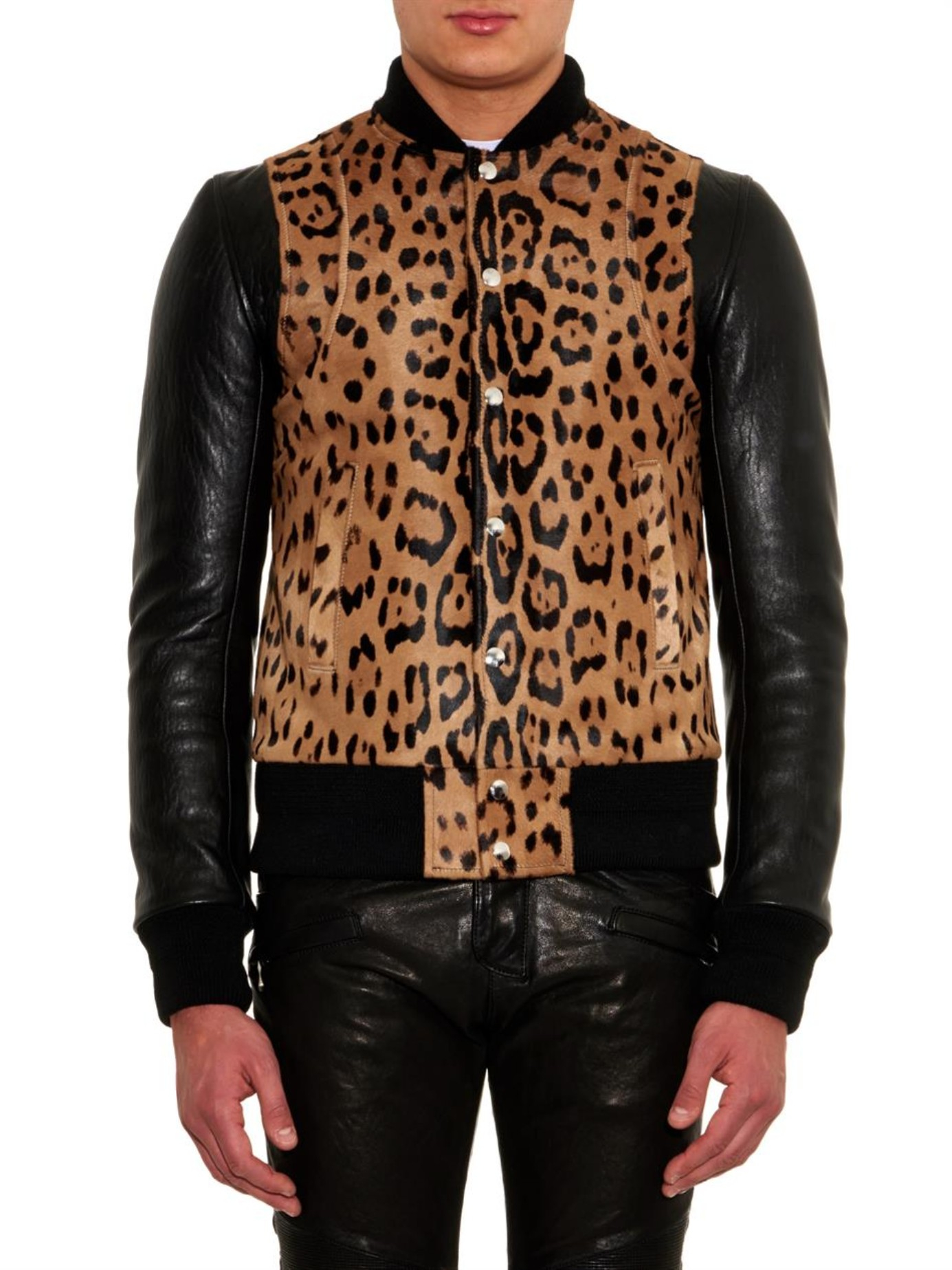 Lyst - Balmain Leopard-print Bomber Jacket for Men