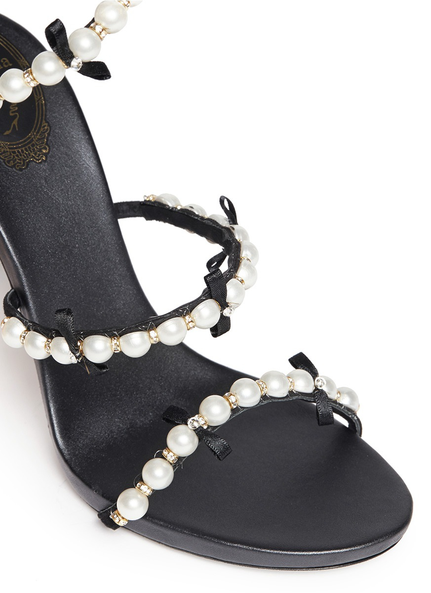 Lyst - Rene Caovilla 'snake' Pearl Spring Coil Anklet Suede Sandals in ...