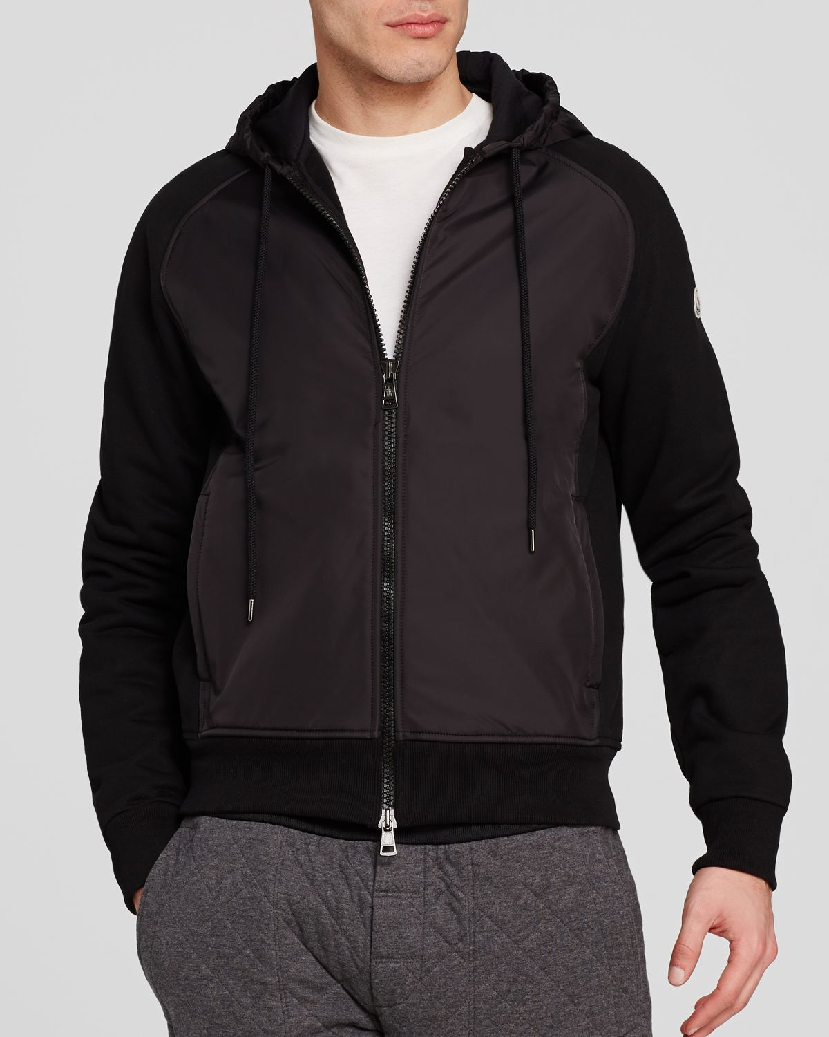 moncler black nylon knit hoodie moncler black nylon knit hoodie