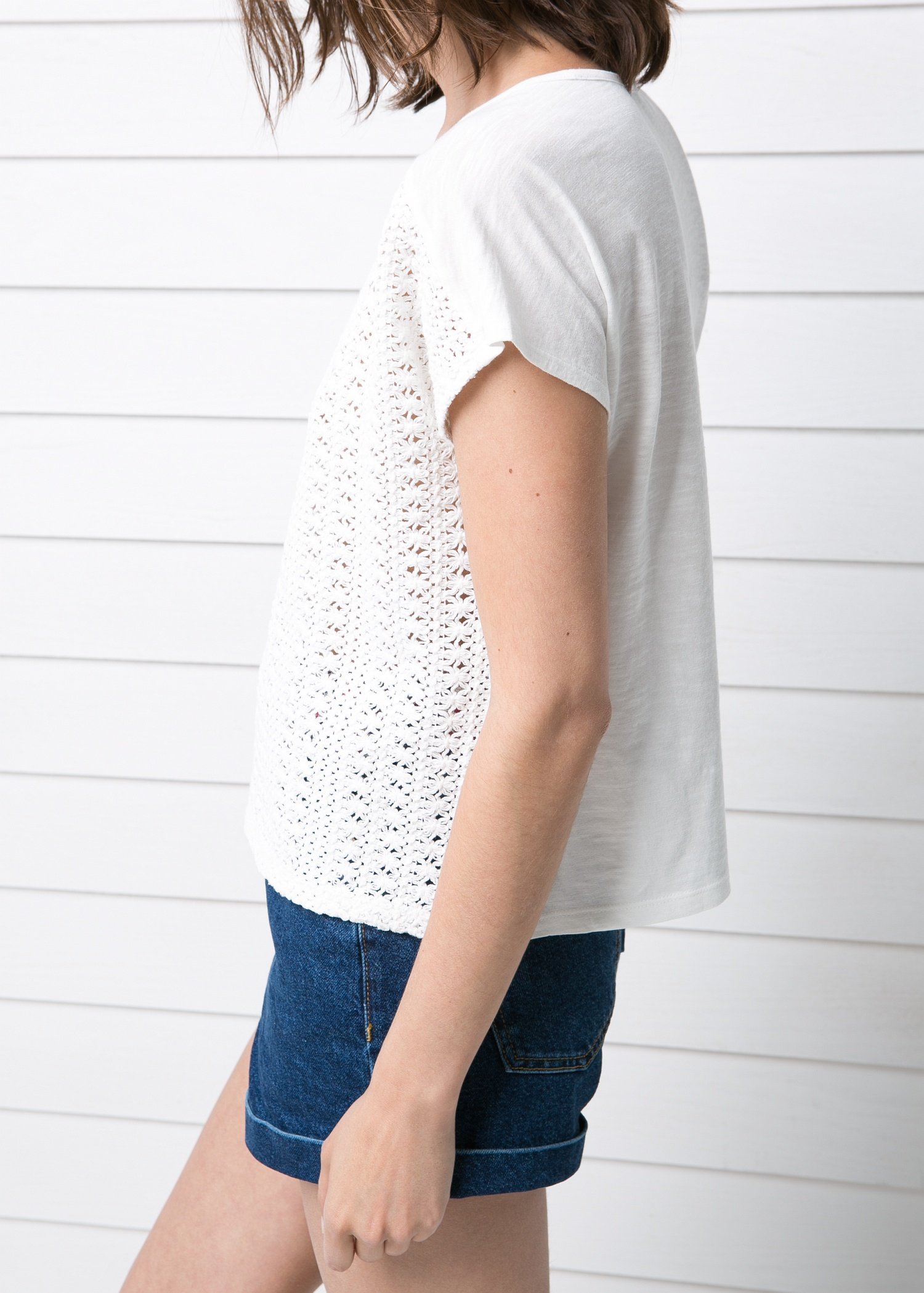 Lyst Mango Crochet Front TShirt in White