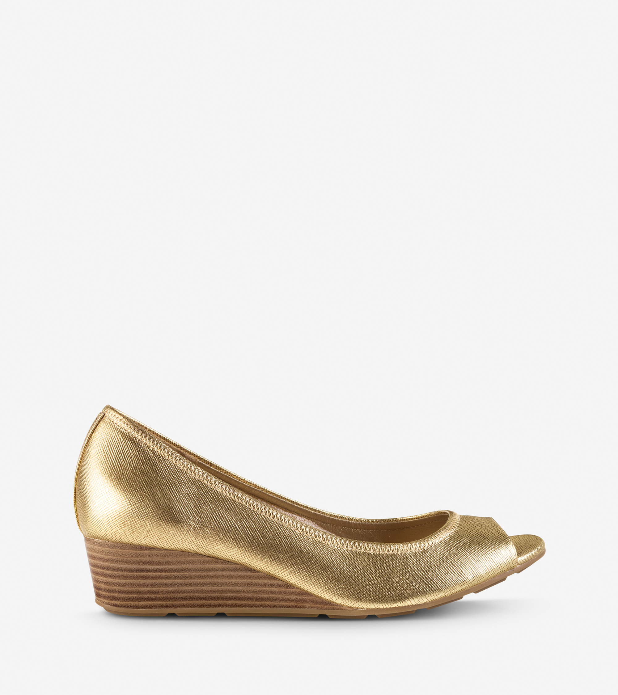 cole haan air tali open toe wedge 40mm in gold gold saffiano patent lyst cole haan air tali open toe wedge 40mm in gold gold saffiano patent lyst