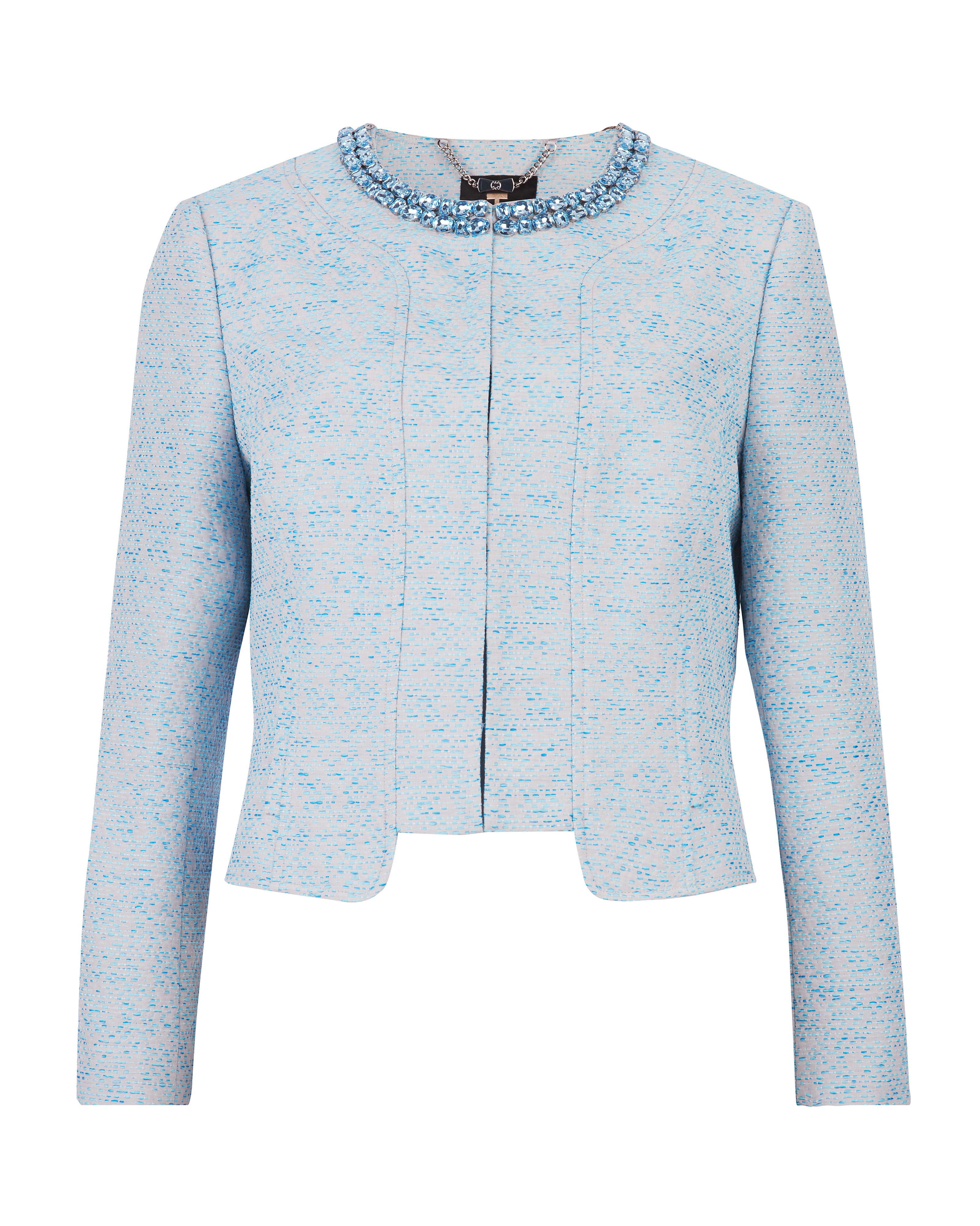 Lyst - Ted Baker Abina Crystal Collar Jacket in Blue