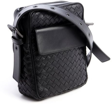 Bottega Veneta Small Black Intrecciato Leather Crossbody Bag in Black ...