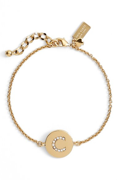 Kate spade 'North Court' Pave Initial Charm Bracelet in Gold (GOLD- C ...