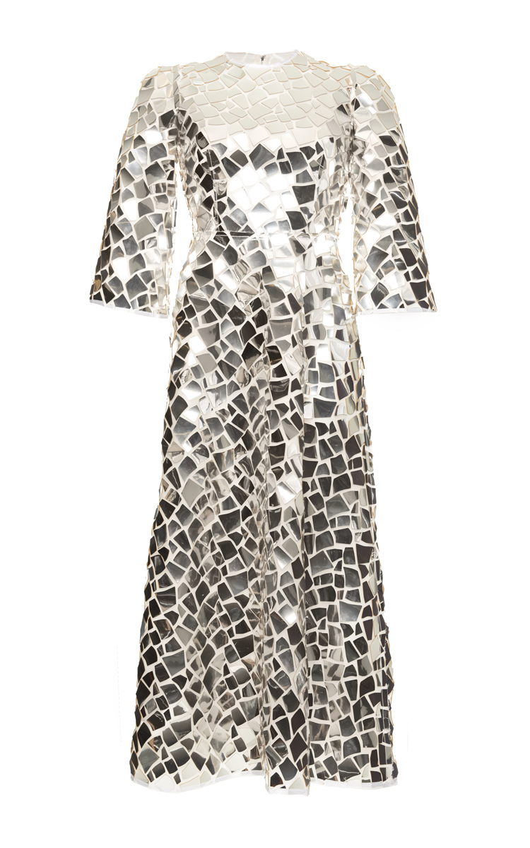 Dolce & gabbana Mirror Mosaic Long Sleeve Dress in Metallic Lyst