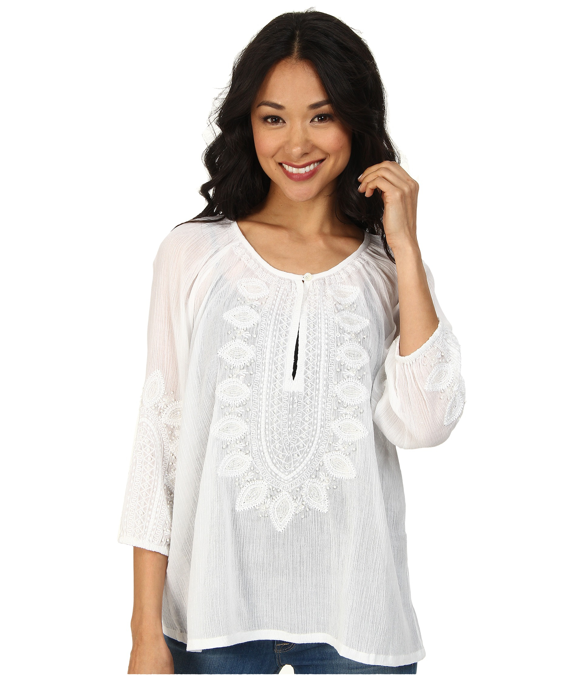 Tommy bahama Corrine Gauze Embroidered Tunic in White Lyst