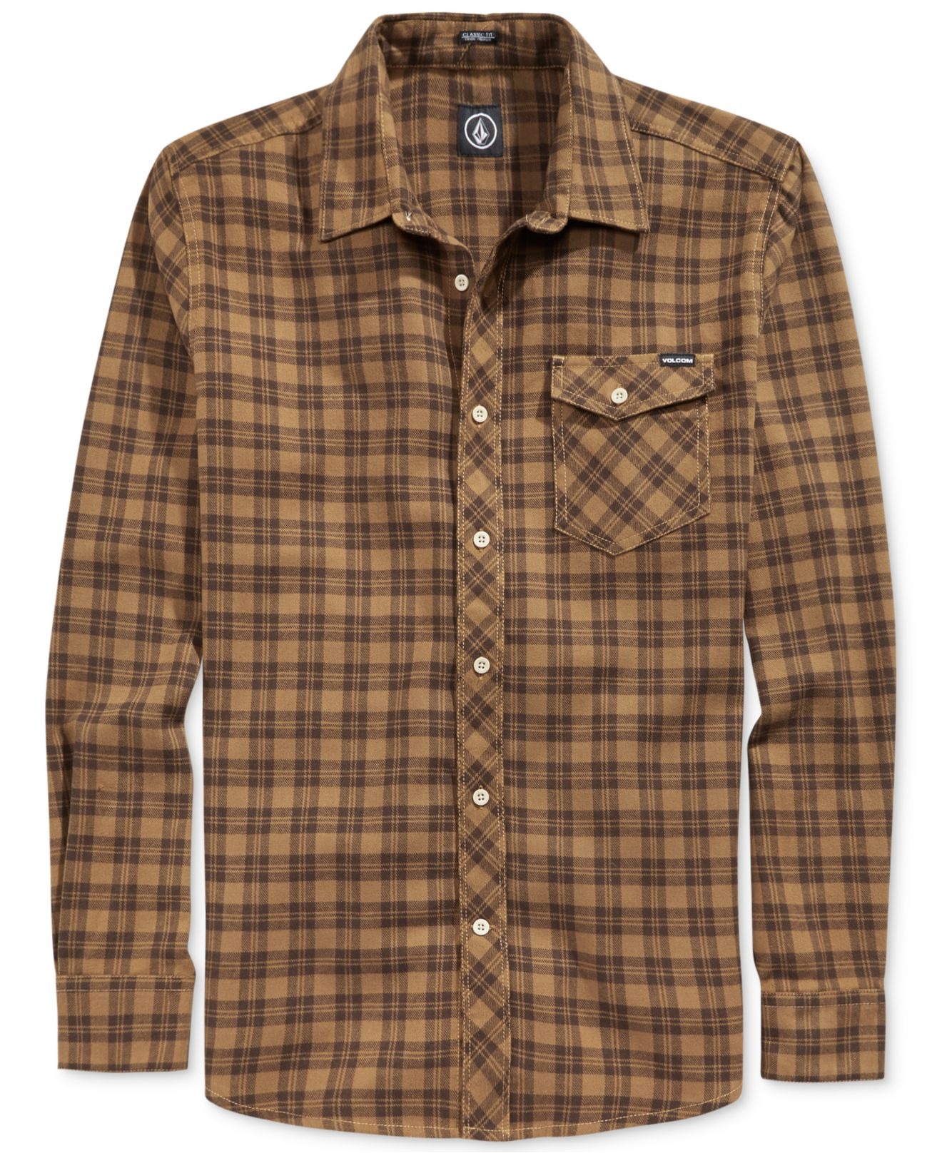 Volcom Flartin Plaid Flannel Shirt in Brown for Men | Lyst