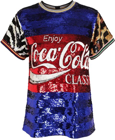 Ashish Coca Cola Classic Sequin Top in Blue | Lyst