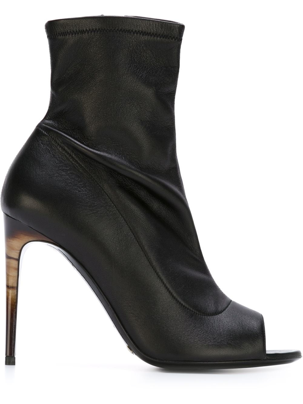 Burberry prorsum Peep Toe Booties in Black | Lyst