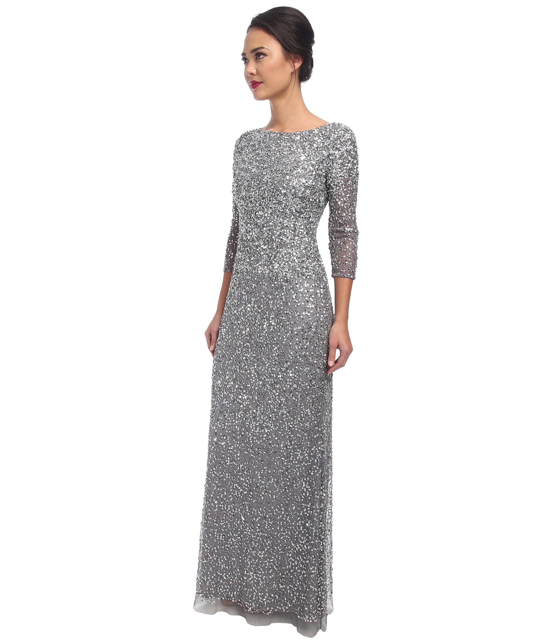 adrianna papell sequin maxi dress