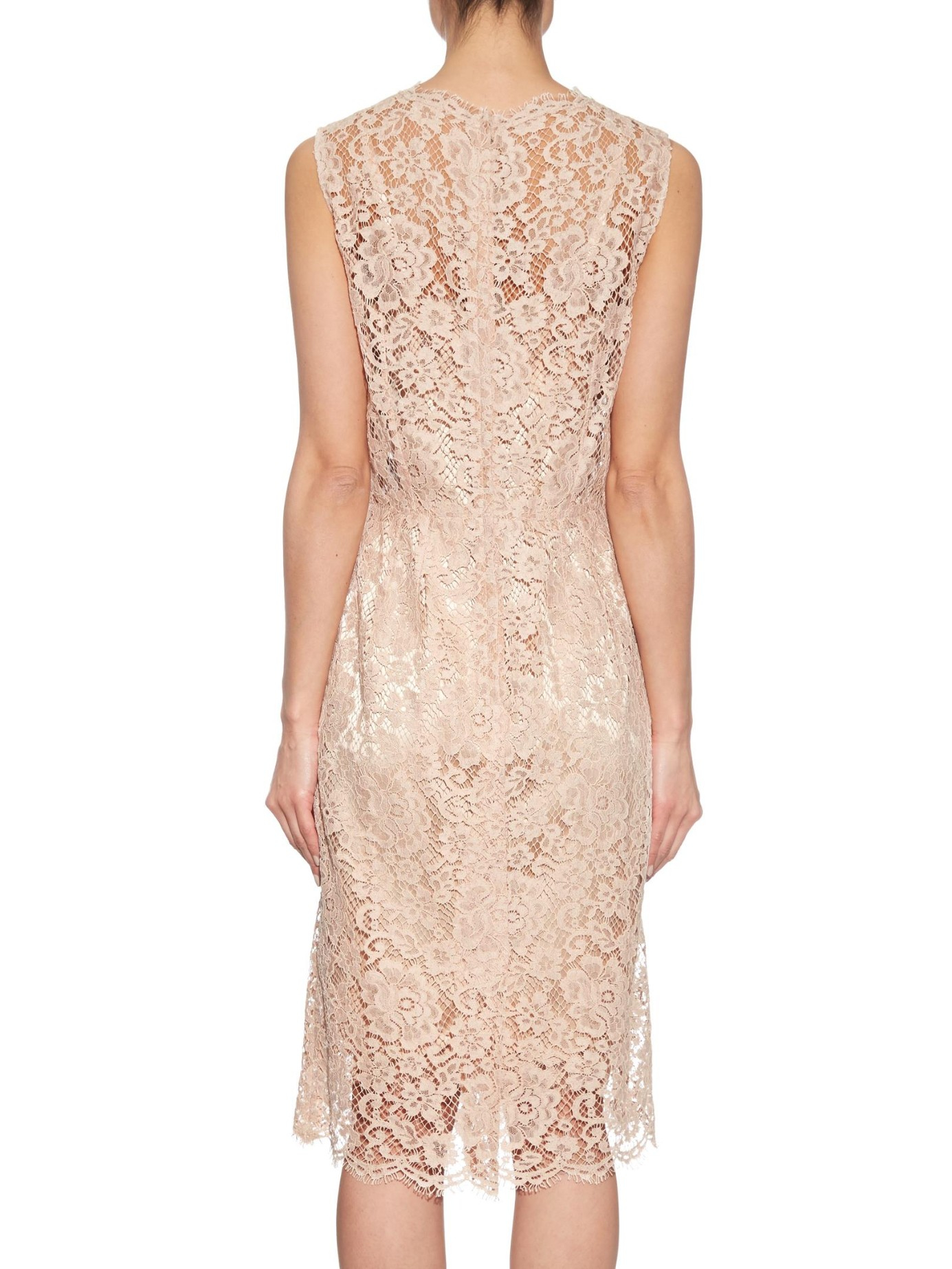 Dolce & Gabbana Sleeveless Floral-lace Dress in Pink - Lyst