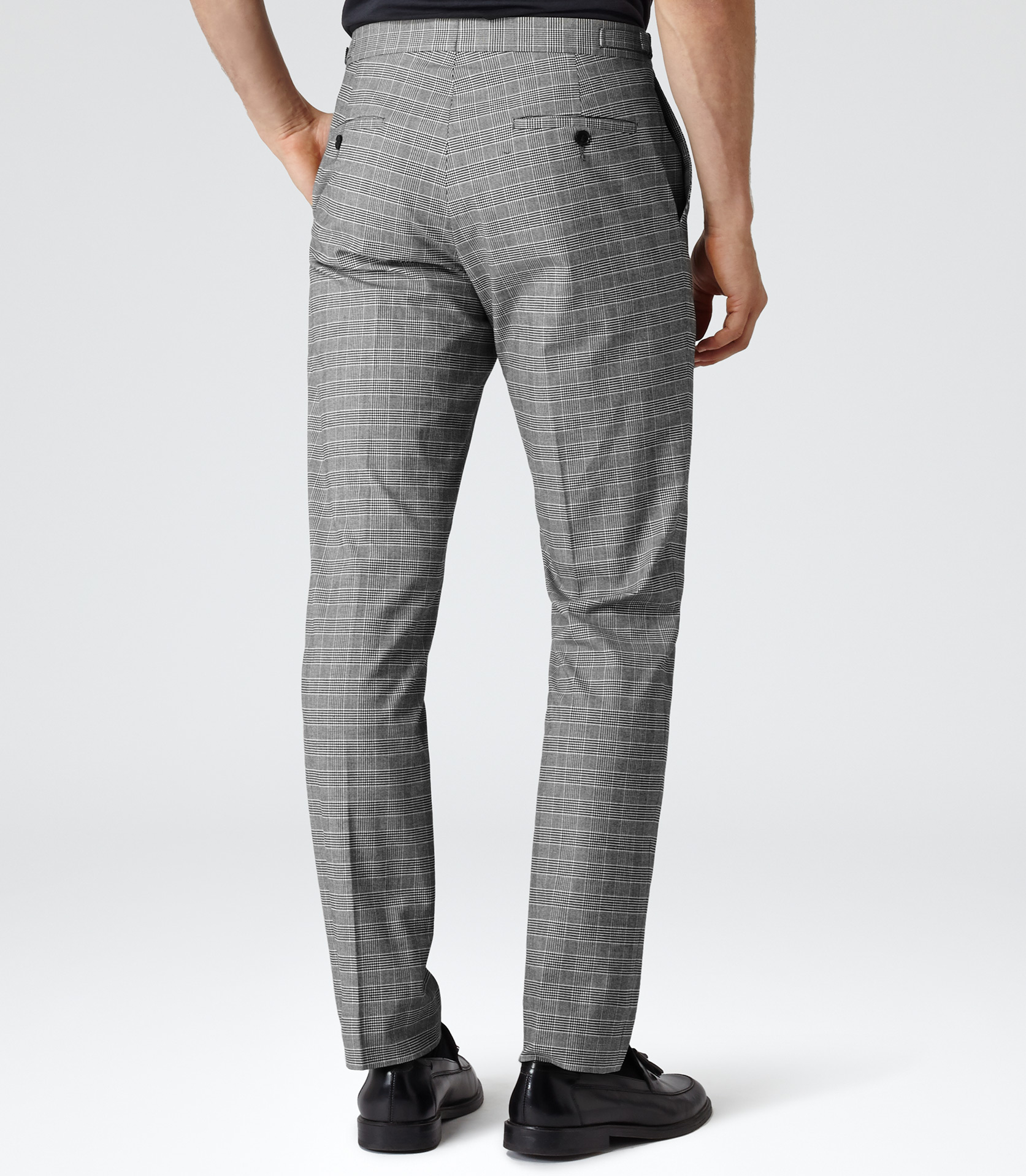 mens red check trousers