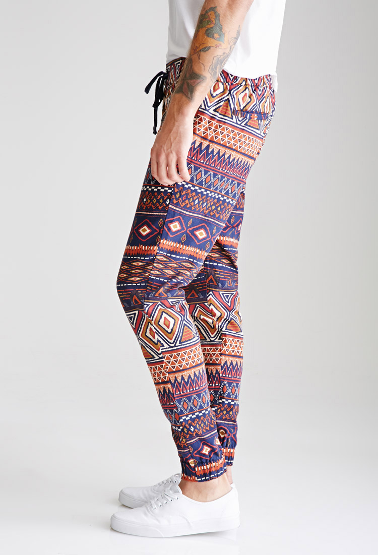 Mens Patterned Joggers Uk | forever 21 tribal print drawstring joggers for men lyst Mens Patterned Joggers Uk | forever 21 tribal print drawstring joggers for men lyst