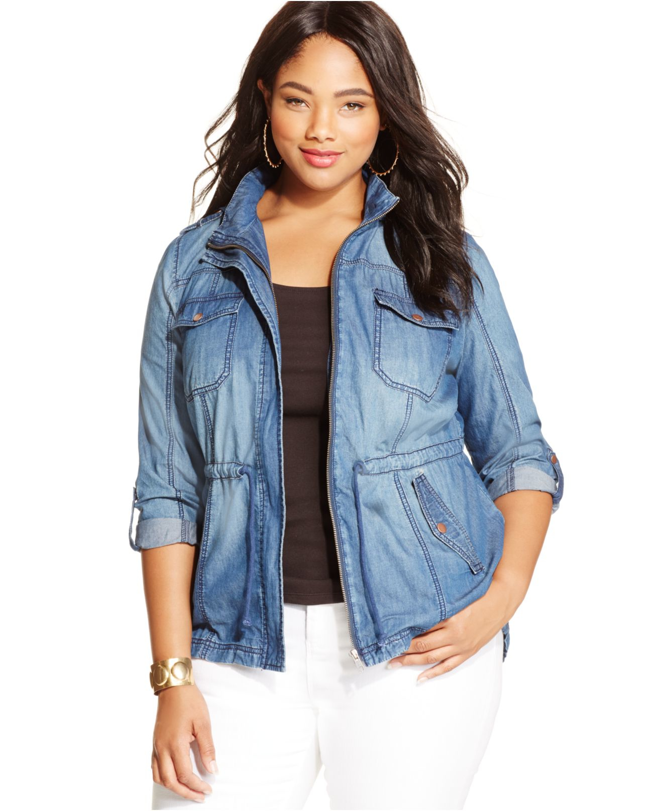 Lyst American Rag Plus Size Denim Anorak Jacket In Blue Gallery