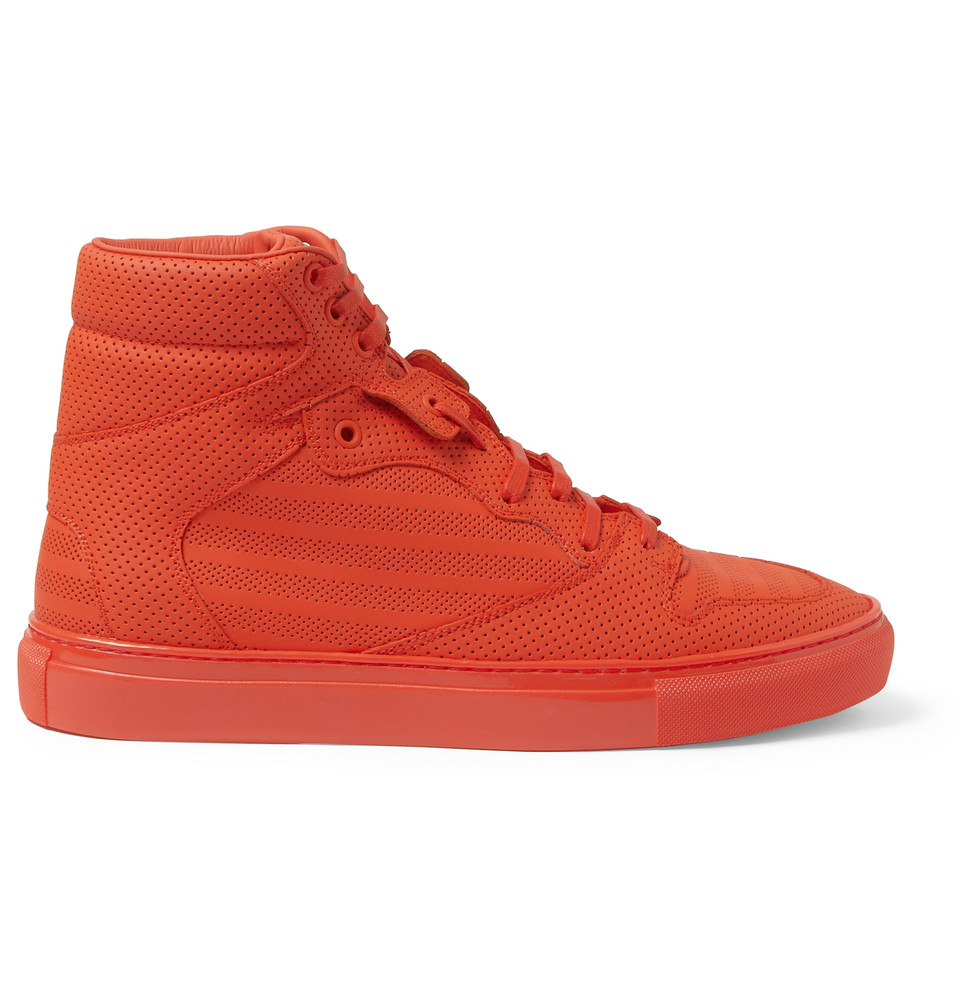 Balenciaga Pleated High-Top Sneakers in Red for Men - Lyst