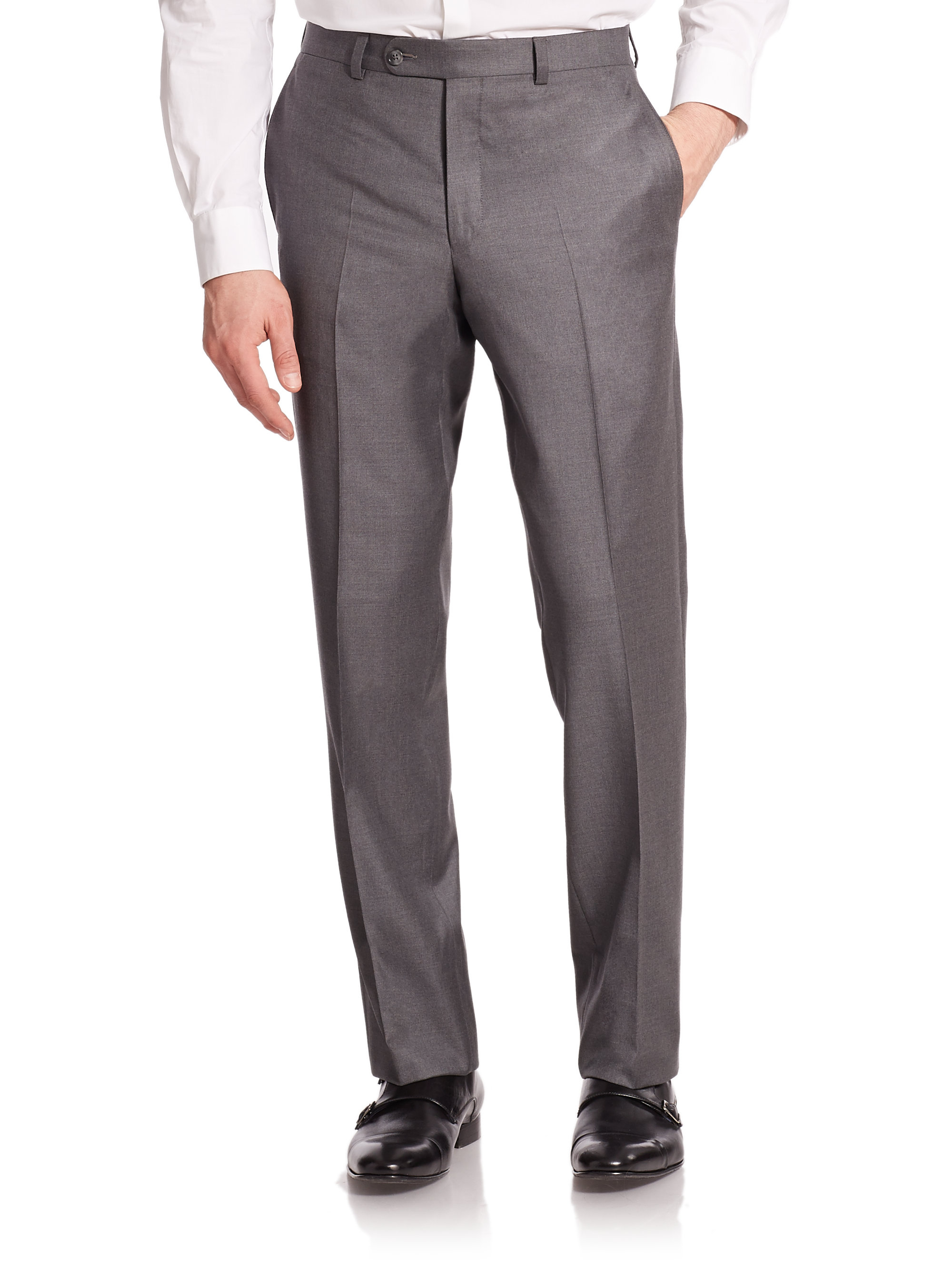 Saks fifth avenue Wool Dress Pants in Gray for Men (medium-grey) | Lyst