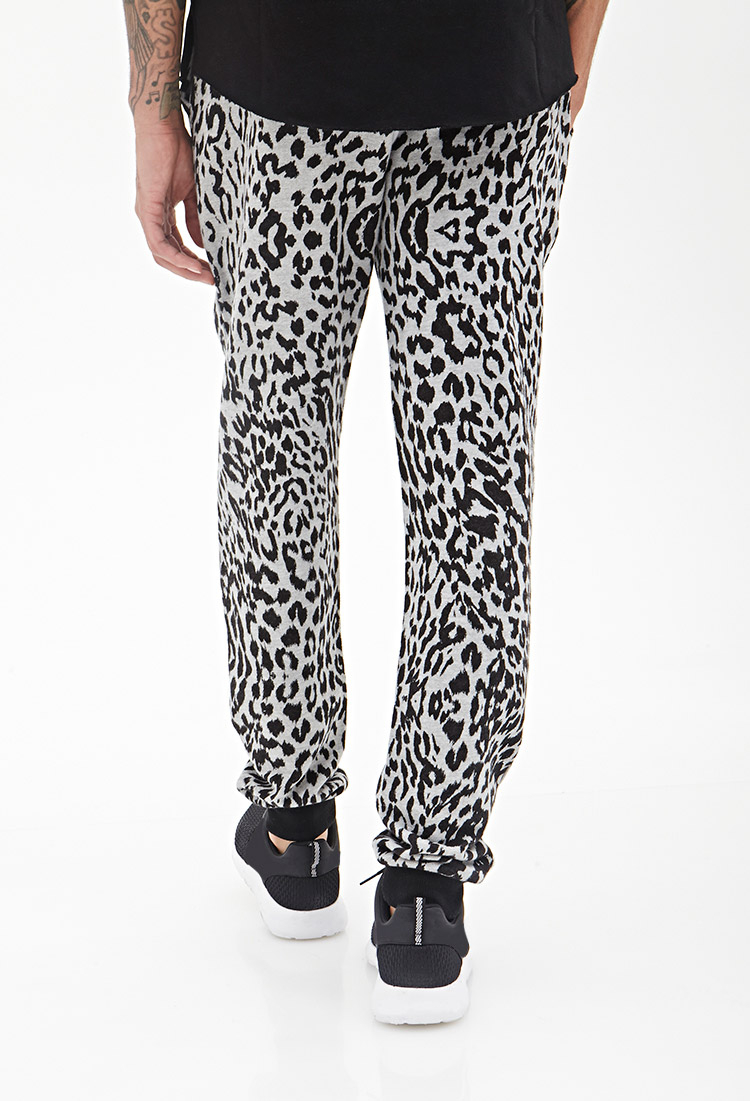 Lyst - Forever 21 Leopard Print Knit Sweatpants in Black for Men