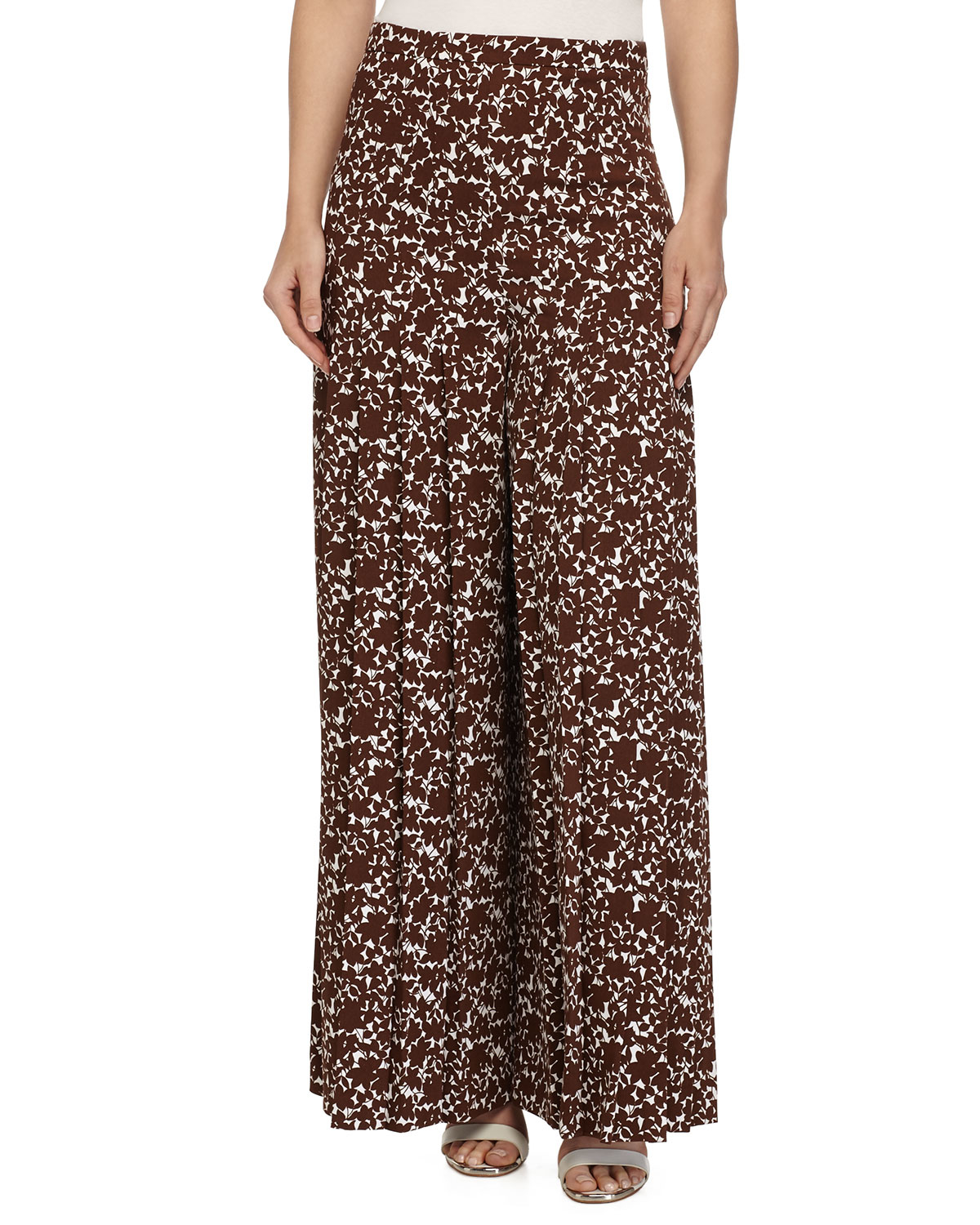 Lyst - Michael Kors Knife-Pleat Printed Palazzo Pants in Red