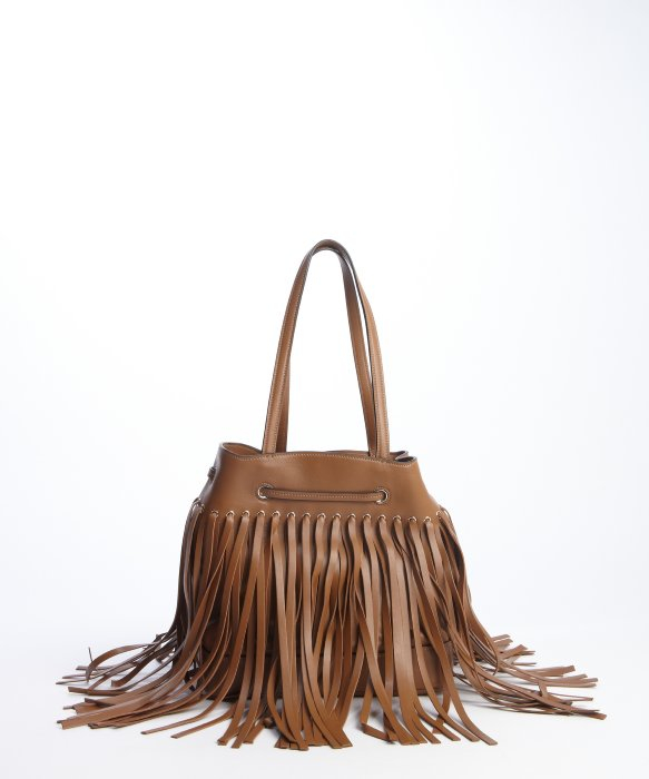 prada yellow bag - Prada Leather Fringe Top Handle Bucket Bag in Brown (cinnamon) | Lyst