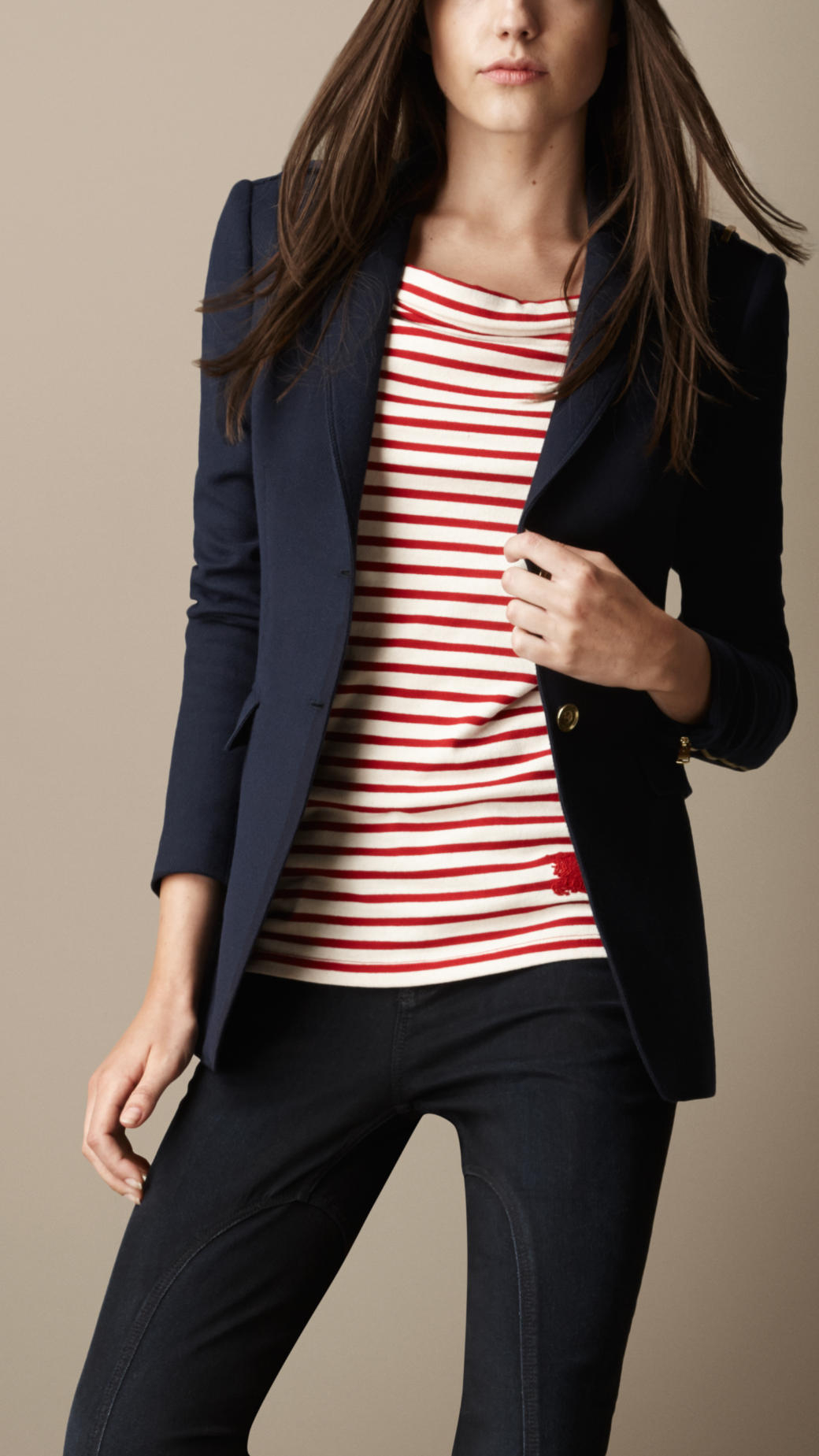 Lyst - Burberry Metal Trim Military Blazer in Blue