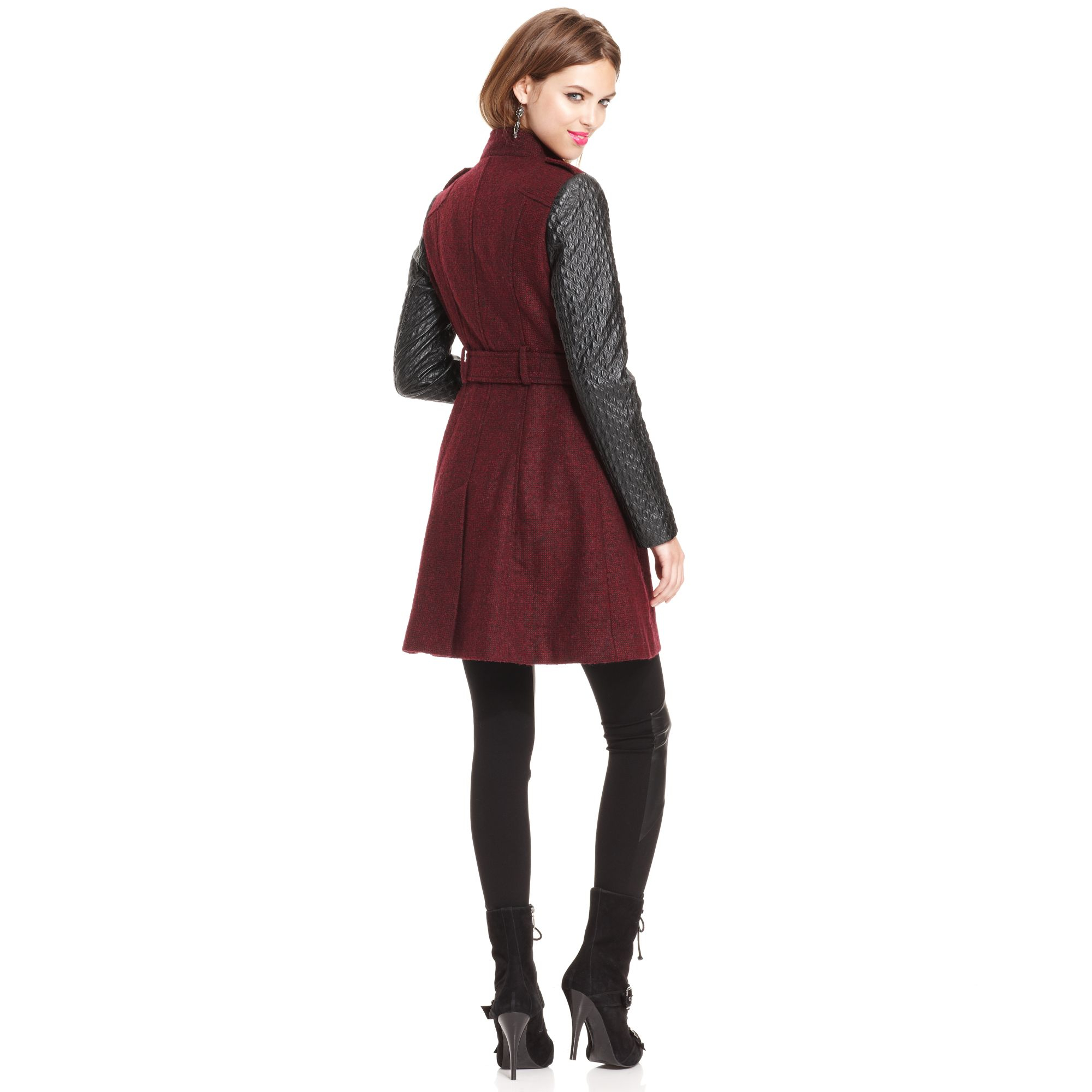 Lyst - Guess Coat Calimesa Fauxleather Trench in Red