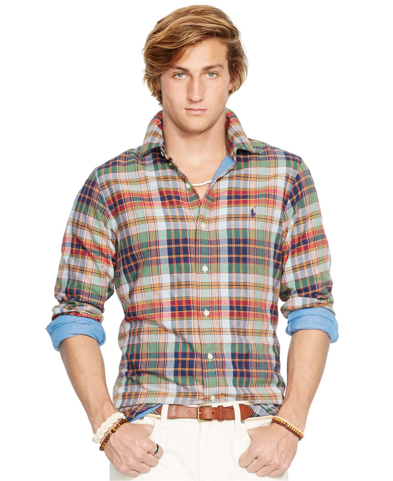 Polo ralph lauren Double-Faced Plaid Shirt in Green for Men | Lyst