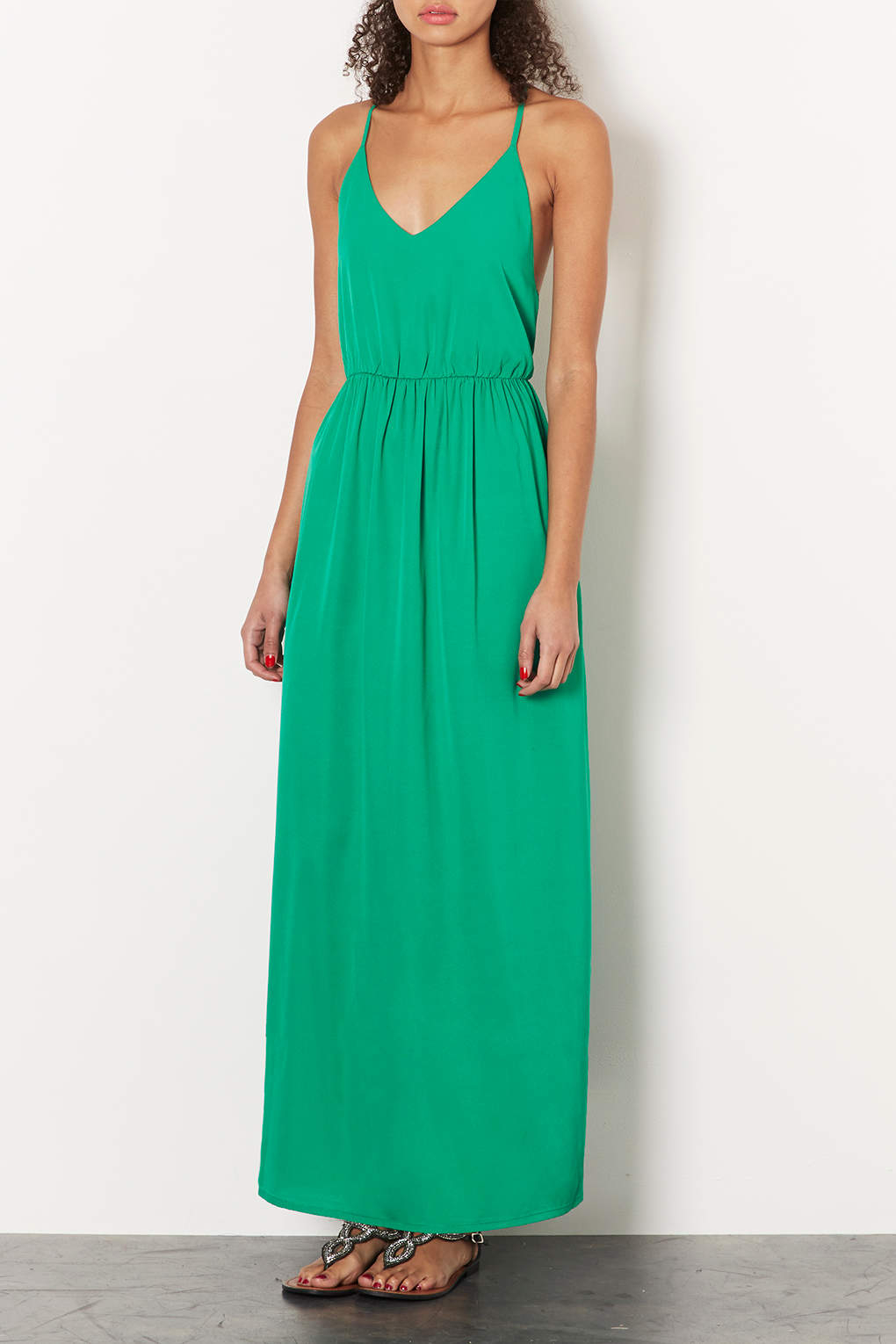 Lyst - Topshop Jewel Green Beaded Back Maxi Dress in Green
