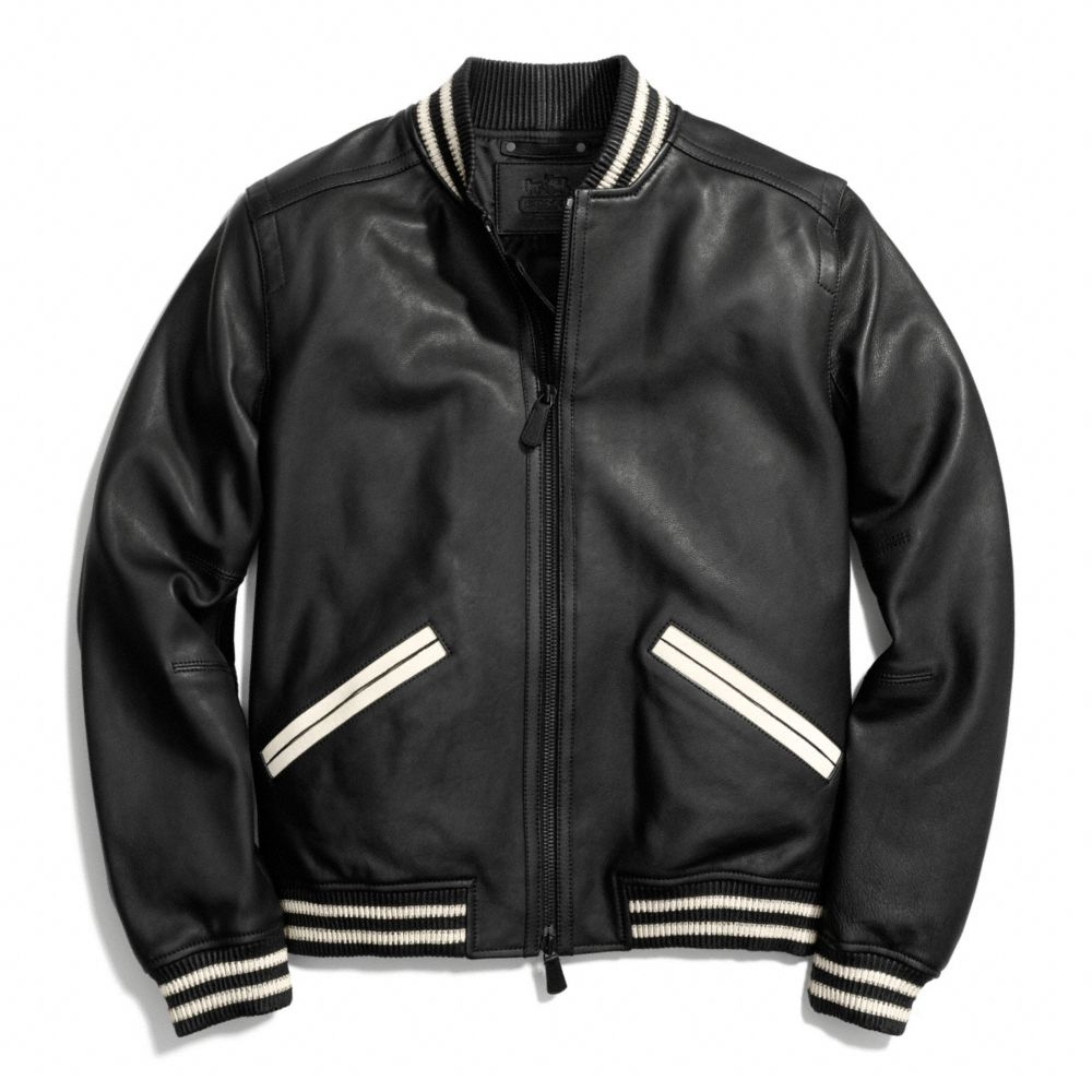 Lyst - Coach Leather Baseball Jacket in Black for Men