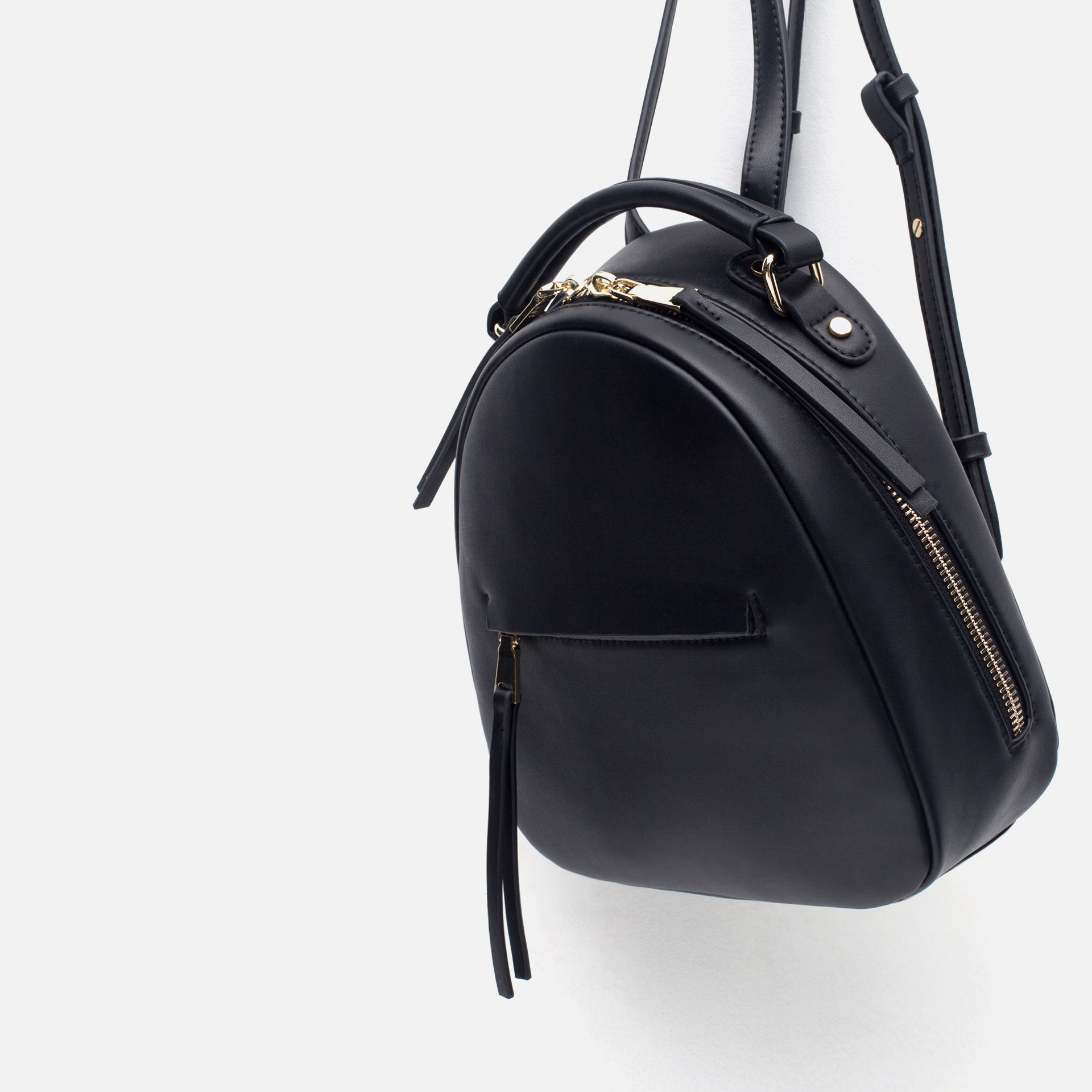 Zara Backpack With Zip in Black | Lyst
