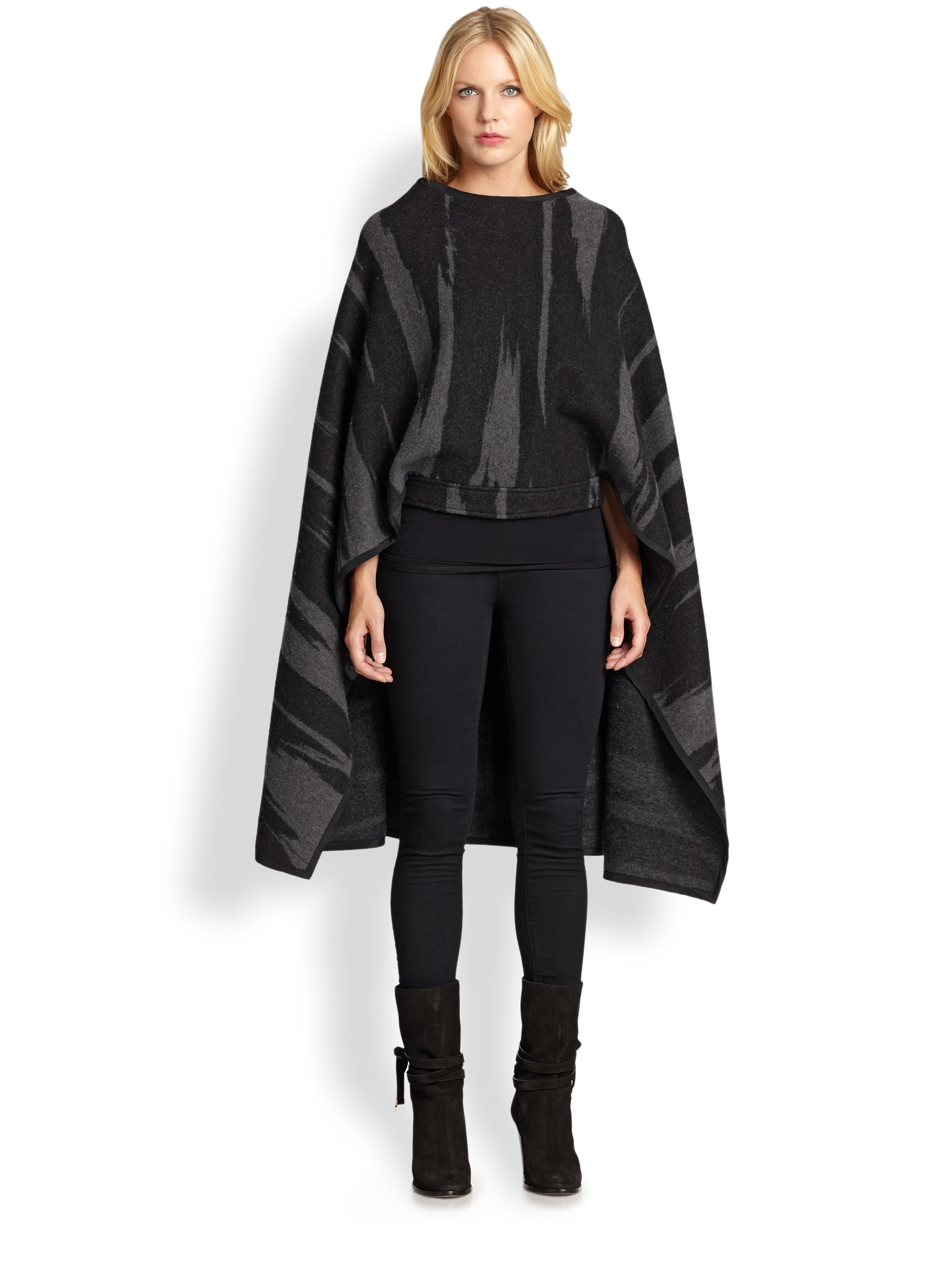 Dkny Wool Blanket Cape in Black (BLACK THUNDER) Lyst