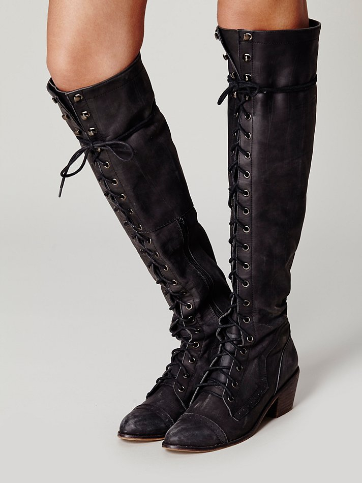 Free People Joe Lace Up Boot in Black - Lyst