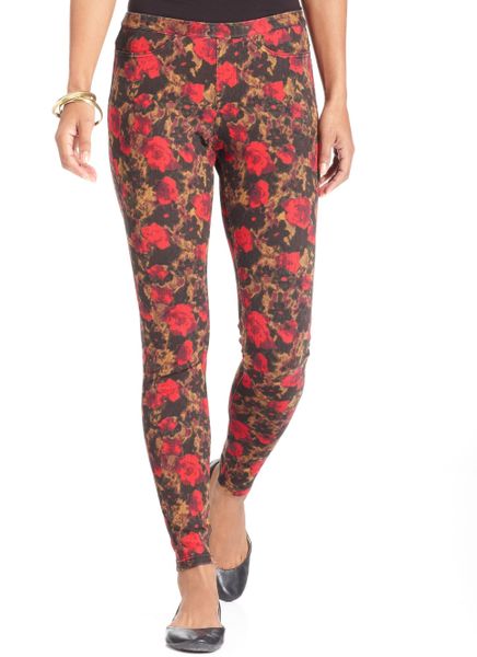 Hue Hue Leggings Abstract Floral Jean in Red (Deep Red) | Lyst
