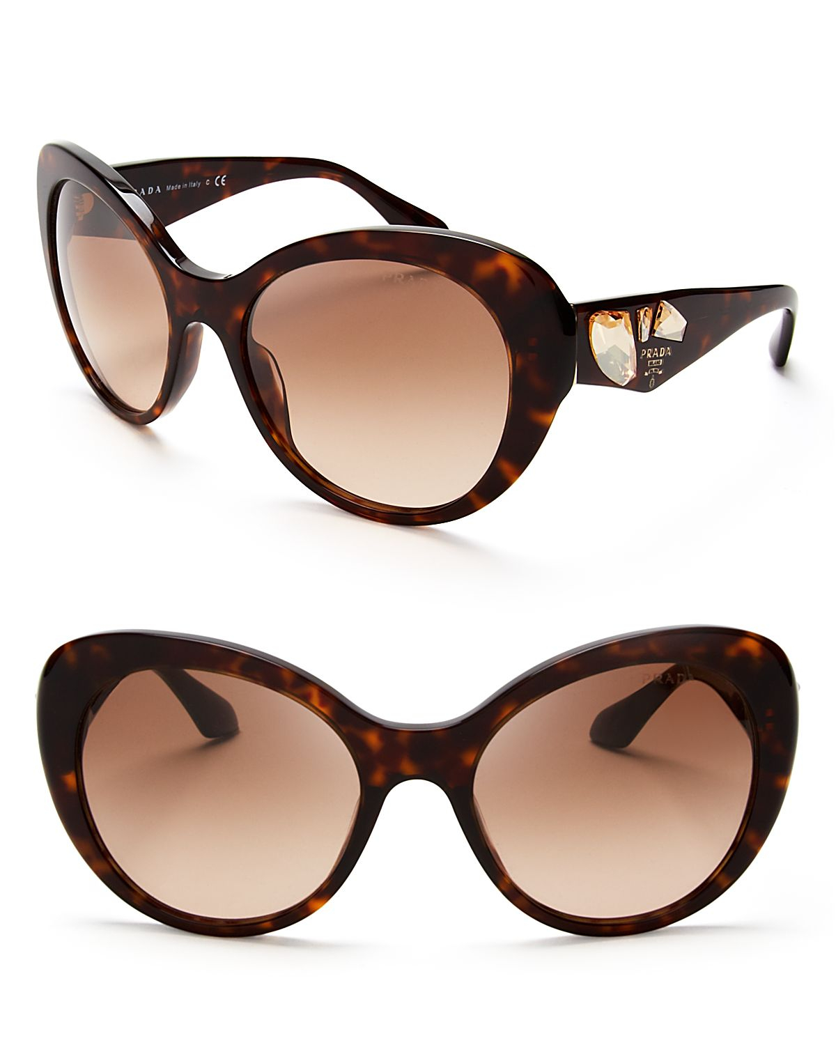 Lyst Prada Oversized Crystal Cat Eye Sunglasses In Brown 